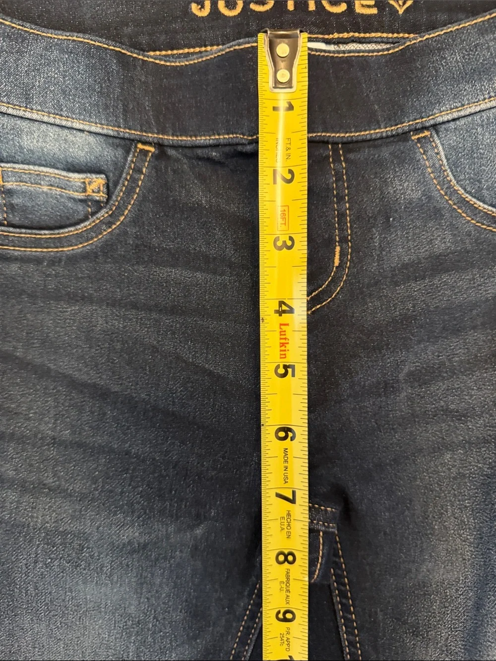 Justice Girls Dark Indigo Stretch Skinny Jeggings. Size 10